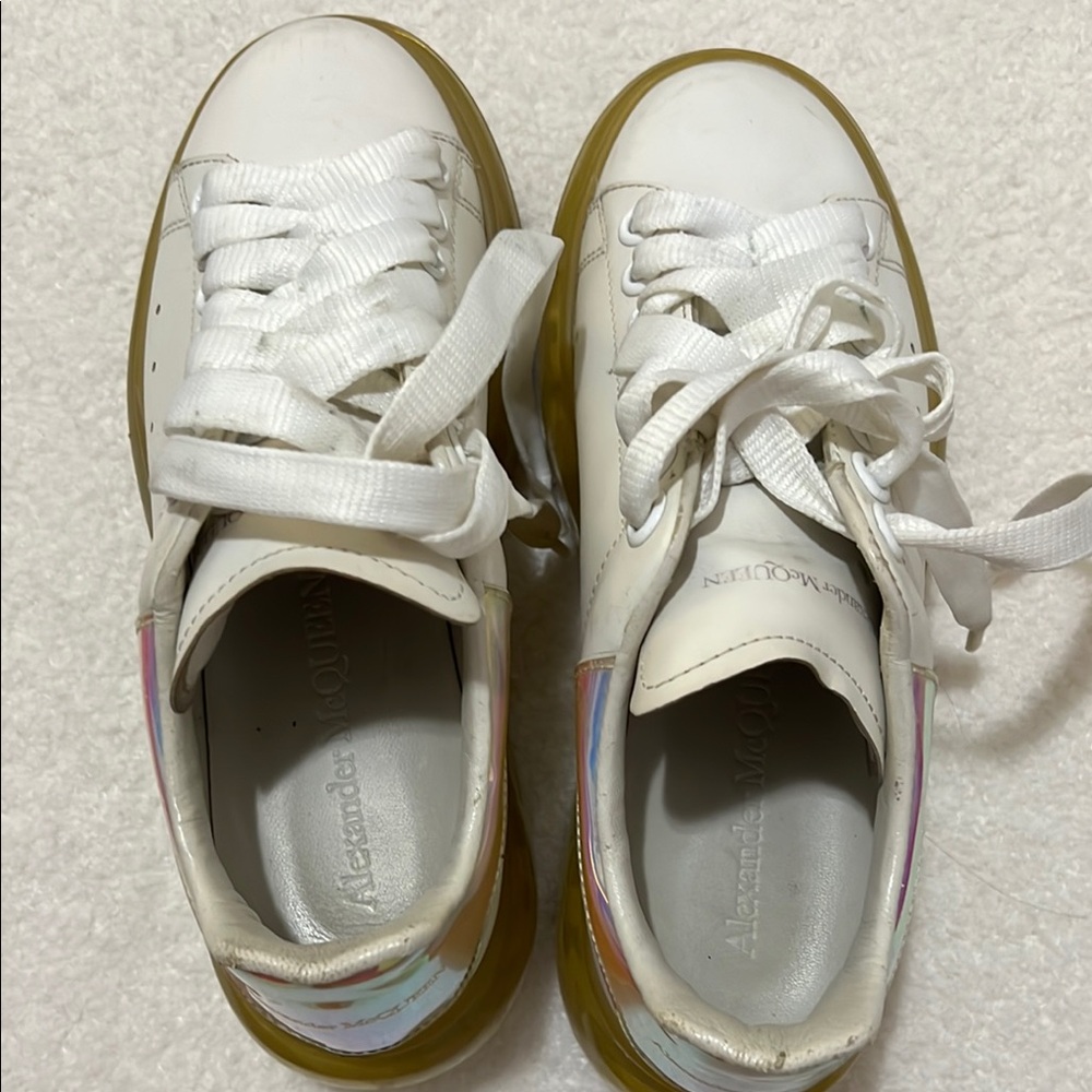 Alexander McQueen women White Sneakers with Gold Soles
